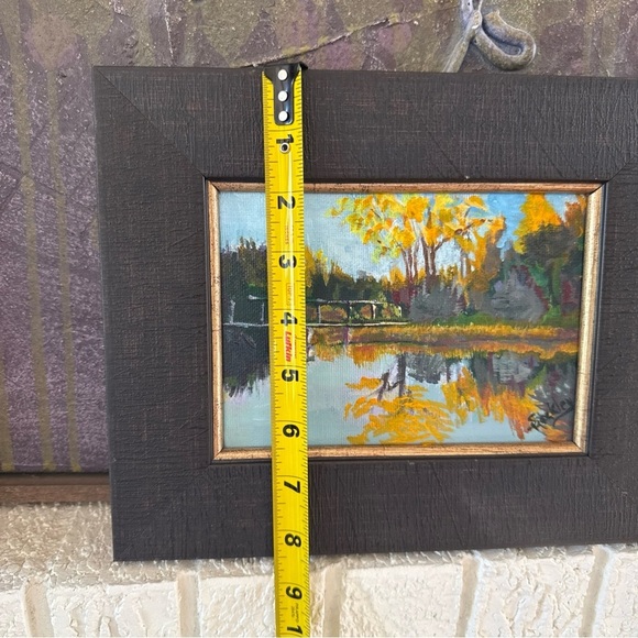 Oil painting landscape reflections autumn sunrise Willow Park golf course 2015 - Picture 3 of 14